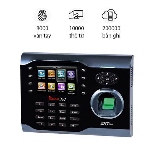 Máy chấm công vân tay thẻ ZKTeco iClock 360